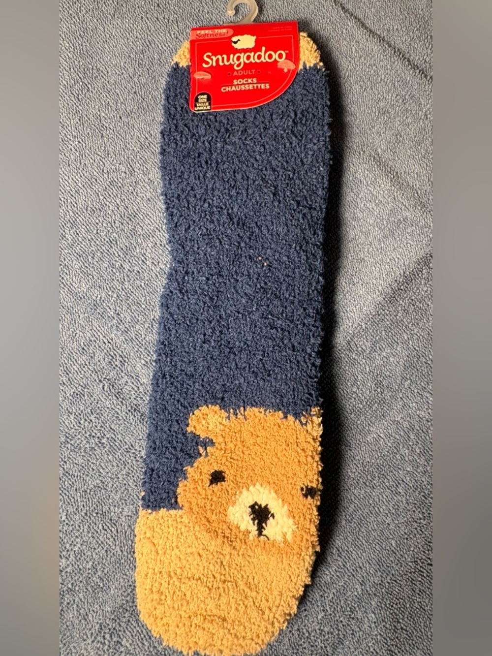Snugadoo Cozy Fuzzy Bear Socks Blue Plush Warm NWT One Size